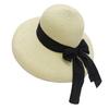 Women's Wide Brim Straw Hat, Foldable Beach Sun Hat with UV 50+ Protection Lightweight Breathable Weave, Breathable Straw Hat with Wind Lanyard for