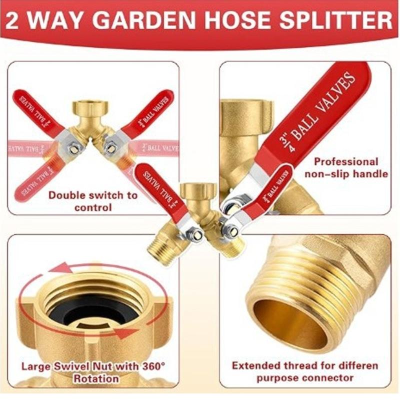 Brass Y Valves For Garden Hoses 3/4 Inch Standard Connection Featuring Large Ports & Easy Finger Operation for Garden