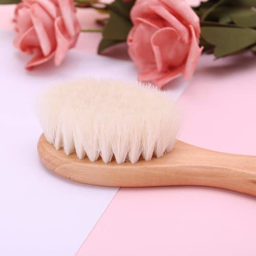 Kingsie Baby Hairbrush and Comb Set, 2-Piece Set, Natural Wood and Goat Hair Brush, Newborn Baby Hair Care, Baby Shower Gift