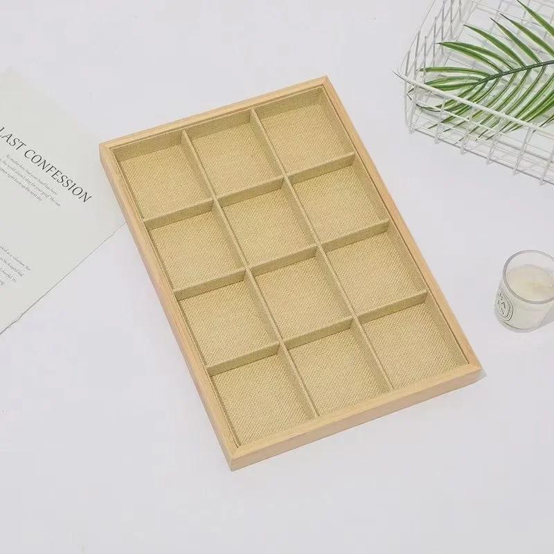 Bamboo and Wood Velvet Jewelry Tray for Bracelets and Earrings Display