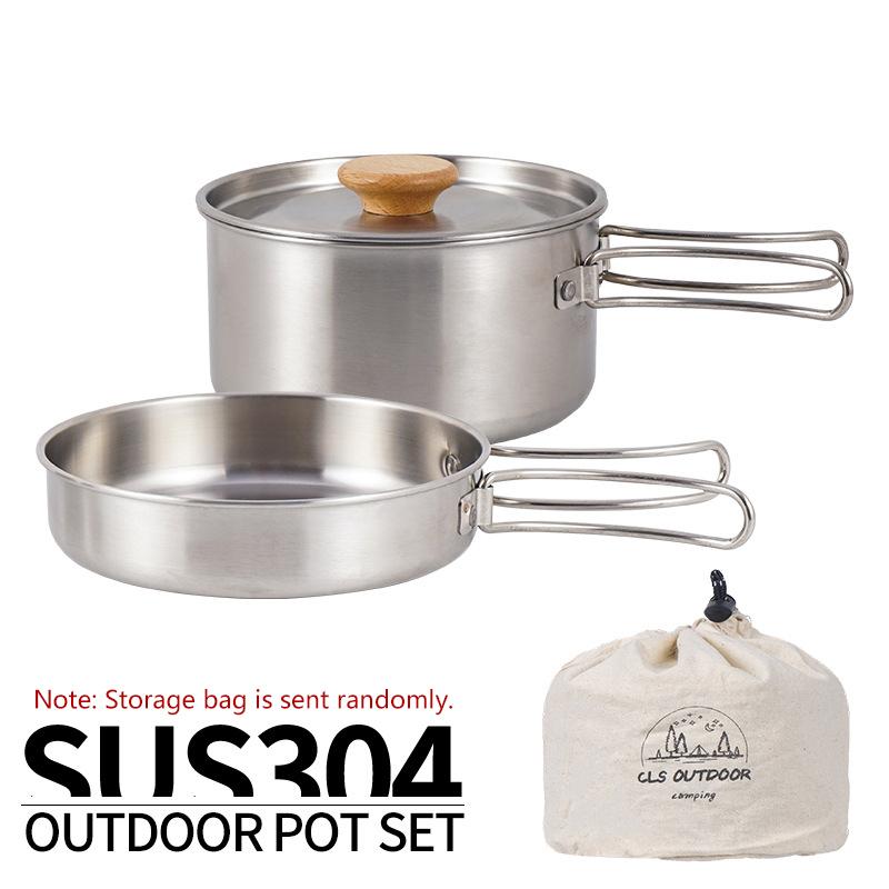 NOBANA Camping Pot Set 304 Stainless Steel Outdoor Cookware Kit Cooking Set Travel Tableware Tourism Hiking Picnic Equipment