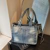 New Fashi Lazy Style Denim Shoulder Bag Casual and Simple Commuting Bag Fashiable and Versatile Tote Bag Korean Trendy