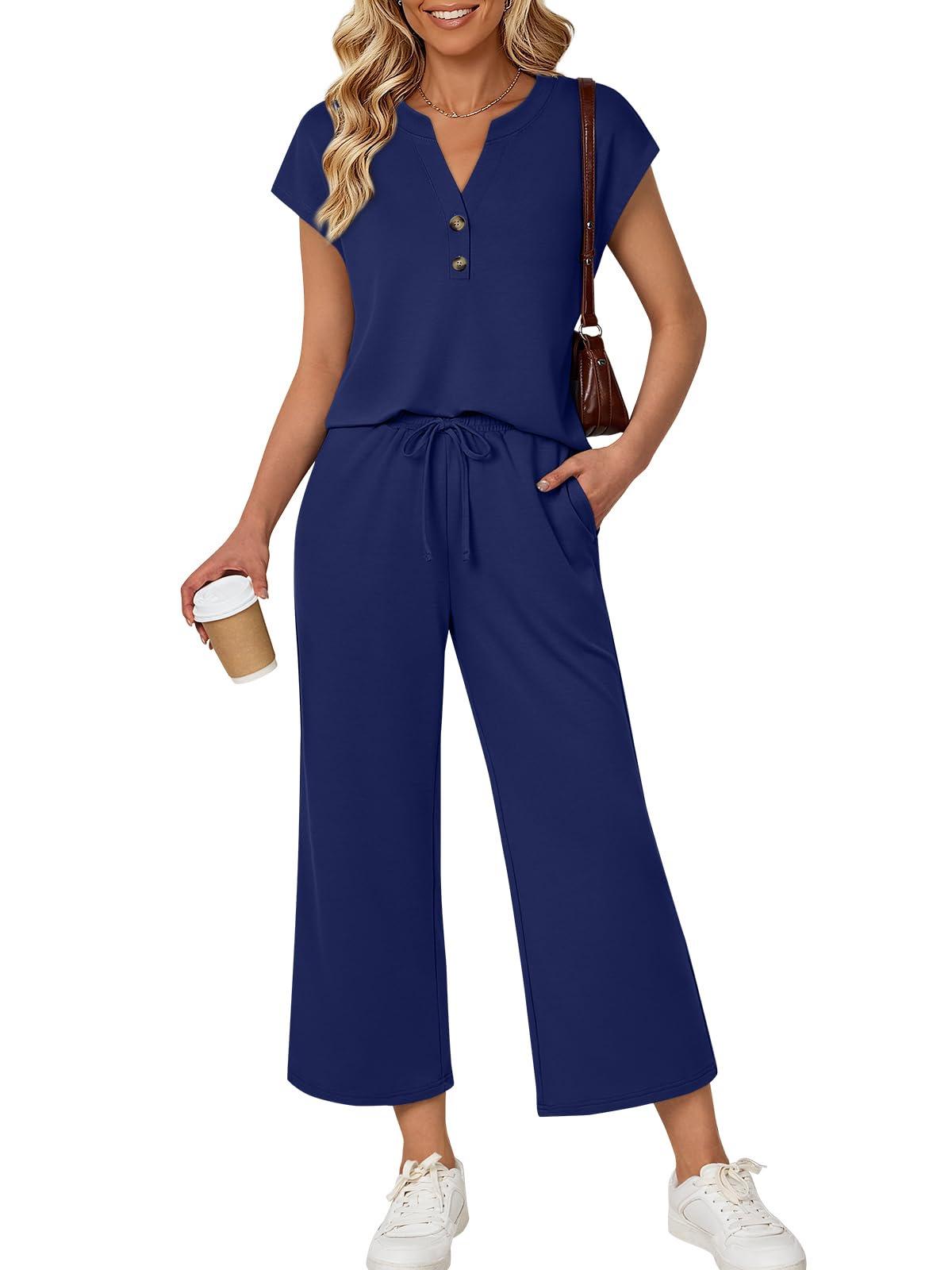

Women s Two-Piece Casual Spring Set: Beach Vacation & Cruise Fashion Trend 2026 Medium темно-синий
