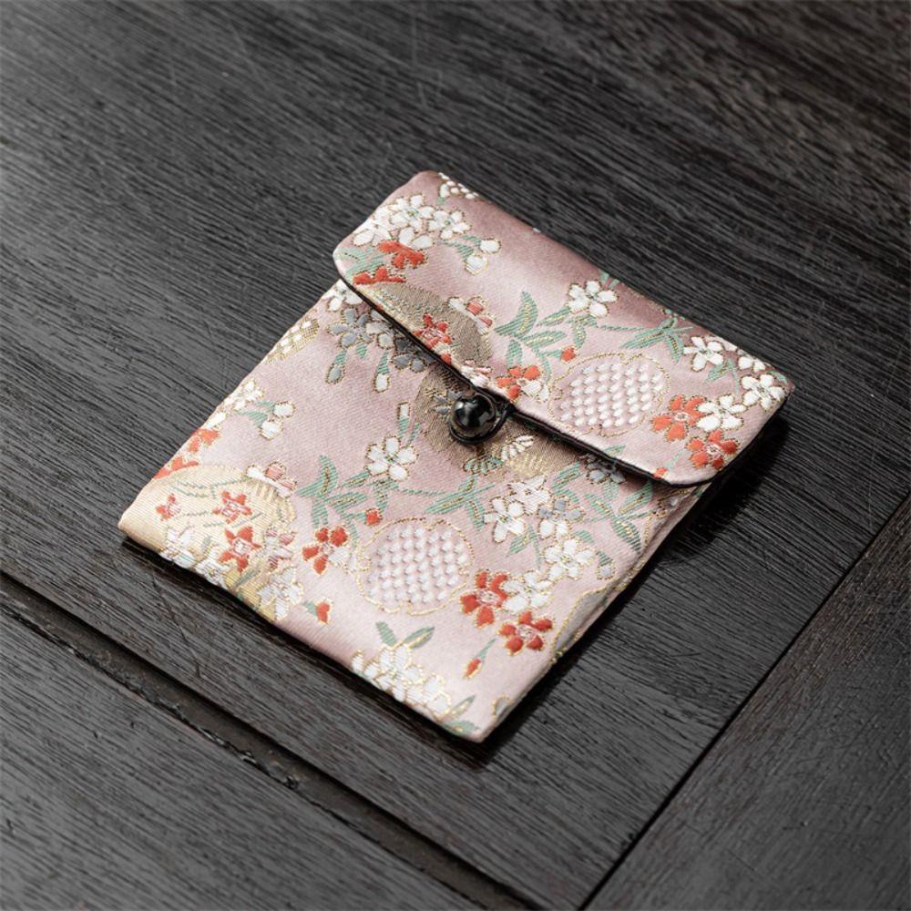 Embroidered Flowers Earrings Storage Case Chinese Style Jewelry Holder  Vacation
