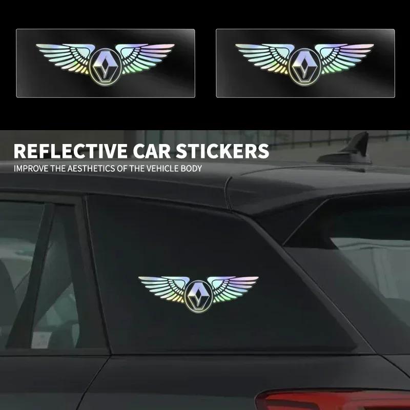 Laser Rainbow Angel Wings Car Fuel Tank Decals For Renault Megane 1 Scenic Logan Laguna Espace Symbol Clio 4 RS Dacia ZOE Koleos MM1