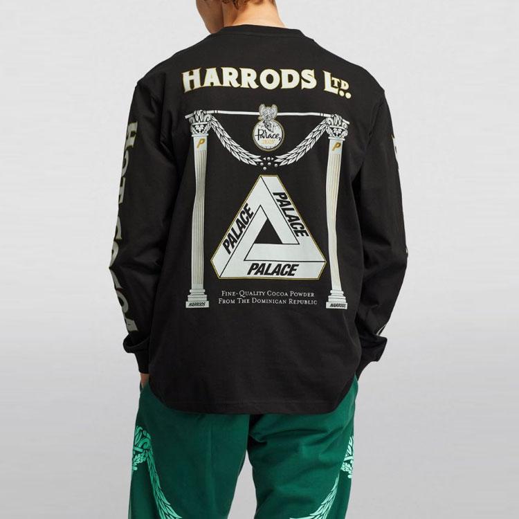 Palace X Harrods Collaboration FW21 Logo Print Long Sleeve T-Shirt Men Tops Black PAL-FW21-005