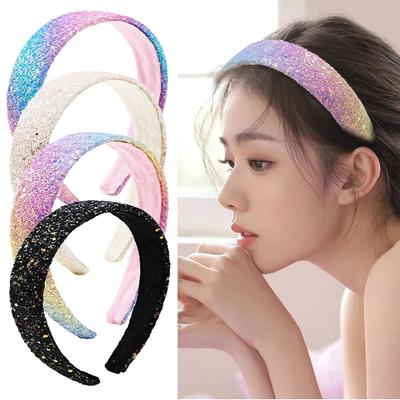 Glitzernde Stirnbänder für Mädchen Prinzessin Funkelndes Breites Stirnband Kinder Niedliches Alice Stirnband für Kinder Dickes Glitzerndes Bling Kinderhaar