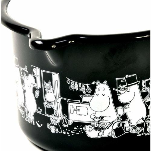 P.O.S. Moomin Muurla Enamel Black Jam Milk Saucepan, approximately 250 x 105 x 145 mm