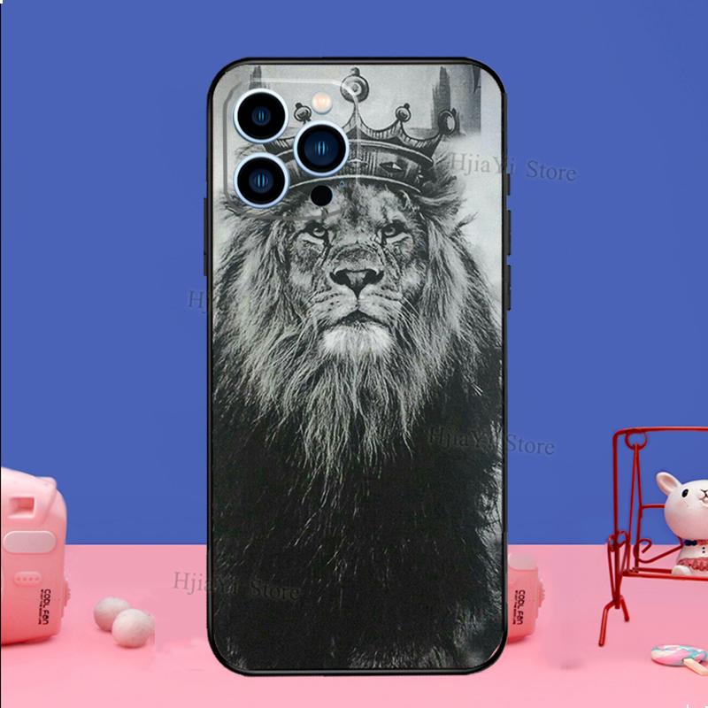 Lion Animal Case For iPhone 16 15 13 11 12 14 Pro Max XS XR X Plus 13 mini Soft Cover Fundas Capa Shell