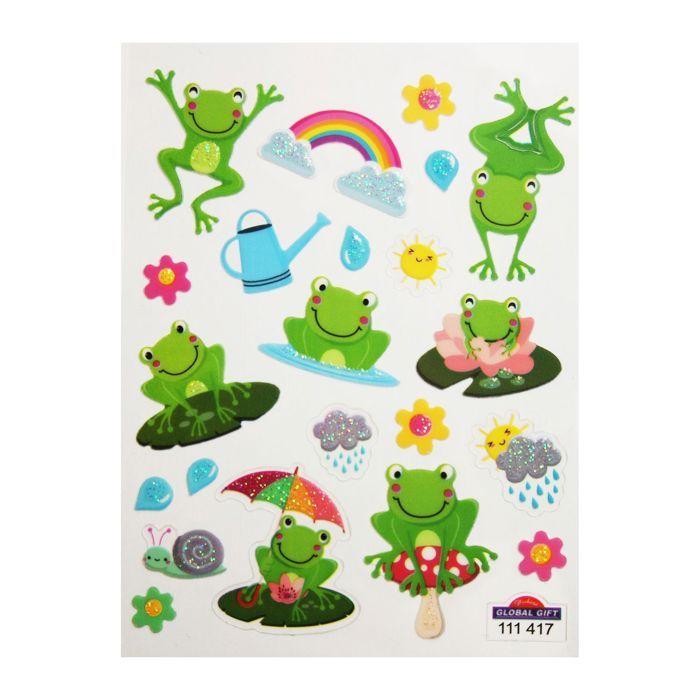 Autocollants - Grenouilles - Paillettes - 1,8 cm