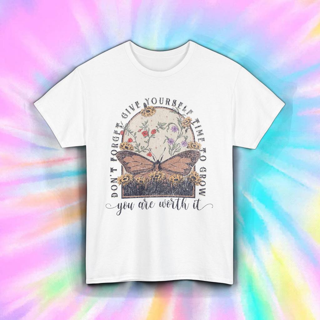 You Are Worth It Butterfly Shirt Growth Mental Health Self Love Tee S-5XL