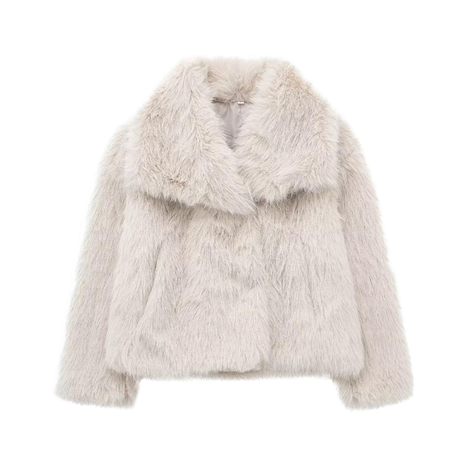 

Женские зимние пальто, флисовая укороченная куртка, кардиган с длинными рукавами и открытой передней частью, теплая верхняя одежда, осенняя одежда L бежевый