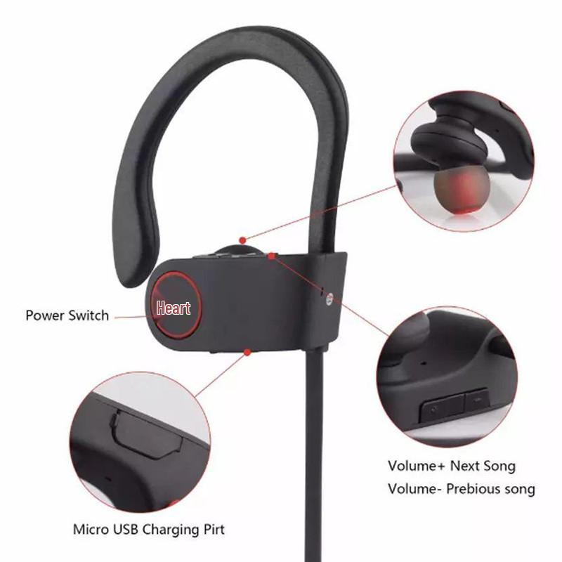 Hot-Selling Sports Wireless Earphones, Stereo Ear-hook Bluetooth U8 Model