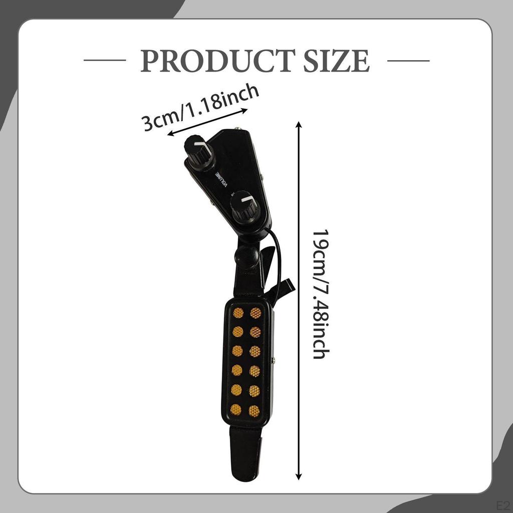 12 Soundhole Guitar Pickup Acoustic Electric Transducer Low Noise Instrument with Audio Cable