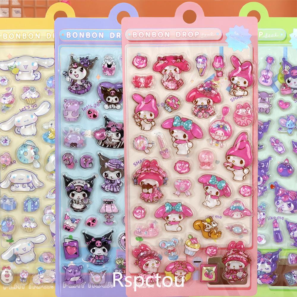 Cute Sanrio Series 3D Relief Stickers Aesthetic Decoration Decals Kawaii Cinnamoroll My Melody Kuromi Cartoon Bubble Sticker Toy