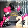 Hot Pink Balloons Garland Kit Black Rose Pink Balloon Arch Bridal Shower Gender Reveal Wedding Anniversary Birthday Party Globos