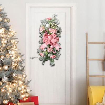 Christmas Door Decoration with Bow, Artificial Wreath for Home And Garden