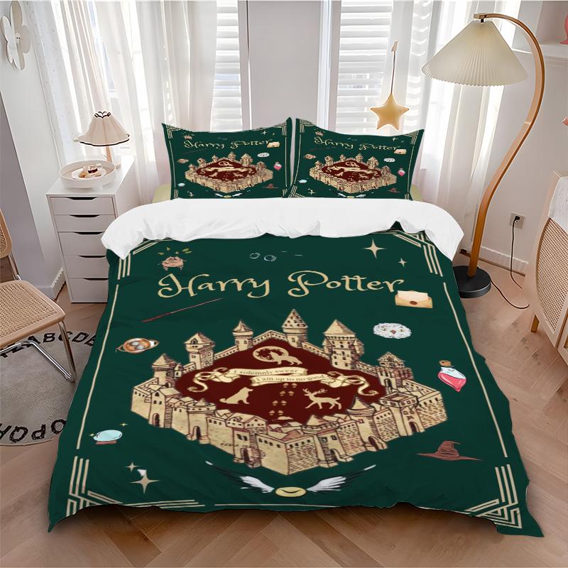Harry Potter Magical Castle Print 3Pcs Bedding Setduvet Cover With 2 Bedropillowcase Home Birthday Gift