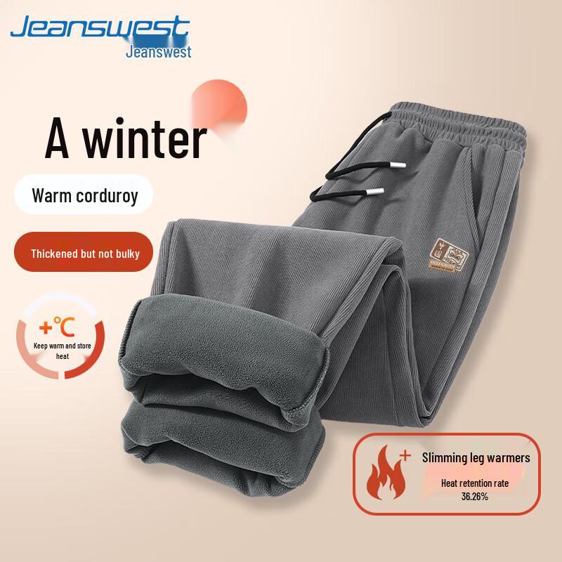 Мужские зимние вельветовые плюшевые термо брюки прямого кроя Jeanswest 4XL