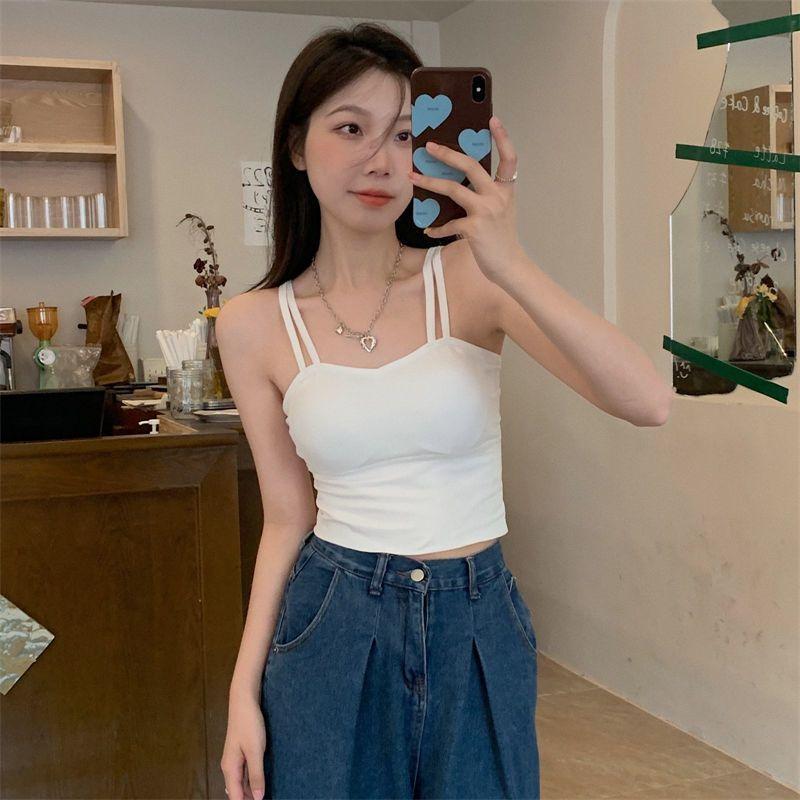 WTEMPO Women's Suspender Vest with Bra Underlay Bra and Back Underwear Women's Top Thin Fashion