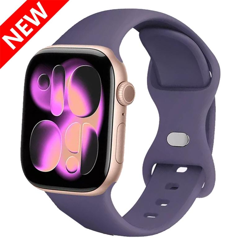 Sport Silicone Strap For Apple Watch Bands 40mm 44mm 46mm 45mm 41mm 49 42mm Correa Bracelet iWatch series 10 11 9 8 7 ultra 3 SE