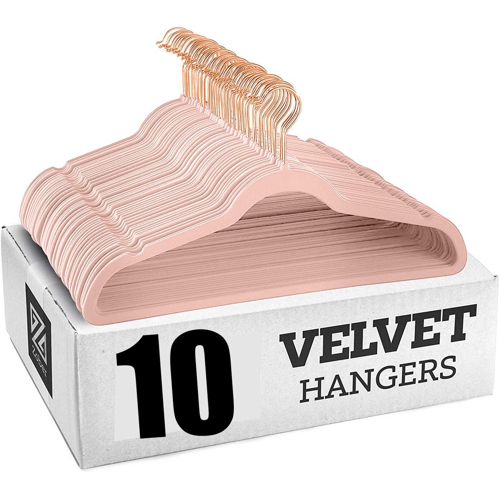10PCS Velvet Non-Slip Clothes Hangers,45CM Space Saving Ultra Slim Hanger for Coat Pants Dress,Wardrobe Storage Adult Magic Rack