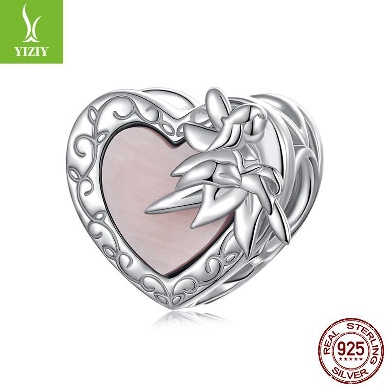 925 Silver Heart Flower Elf Beaded Cross-Border Diy Bracelet Accessories S925 Sterling Silver Jewelry Accessories