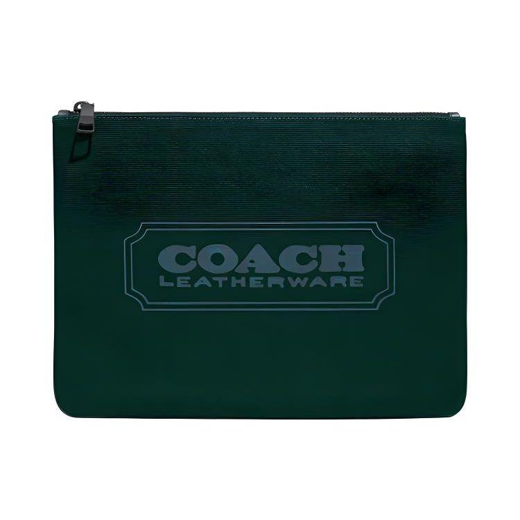 Coach Pouch Tech Series 30 Zipper Closure Canvas With Refined Calfskin Clutch Women clutch Dark-Green C7948-GTI4 Basic Set BagDust Bag 10750₽