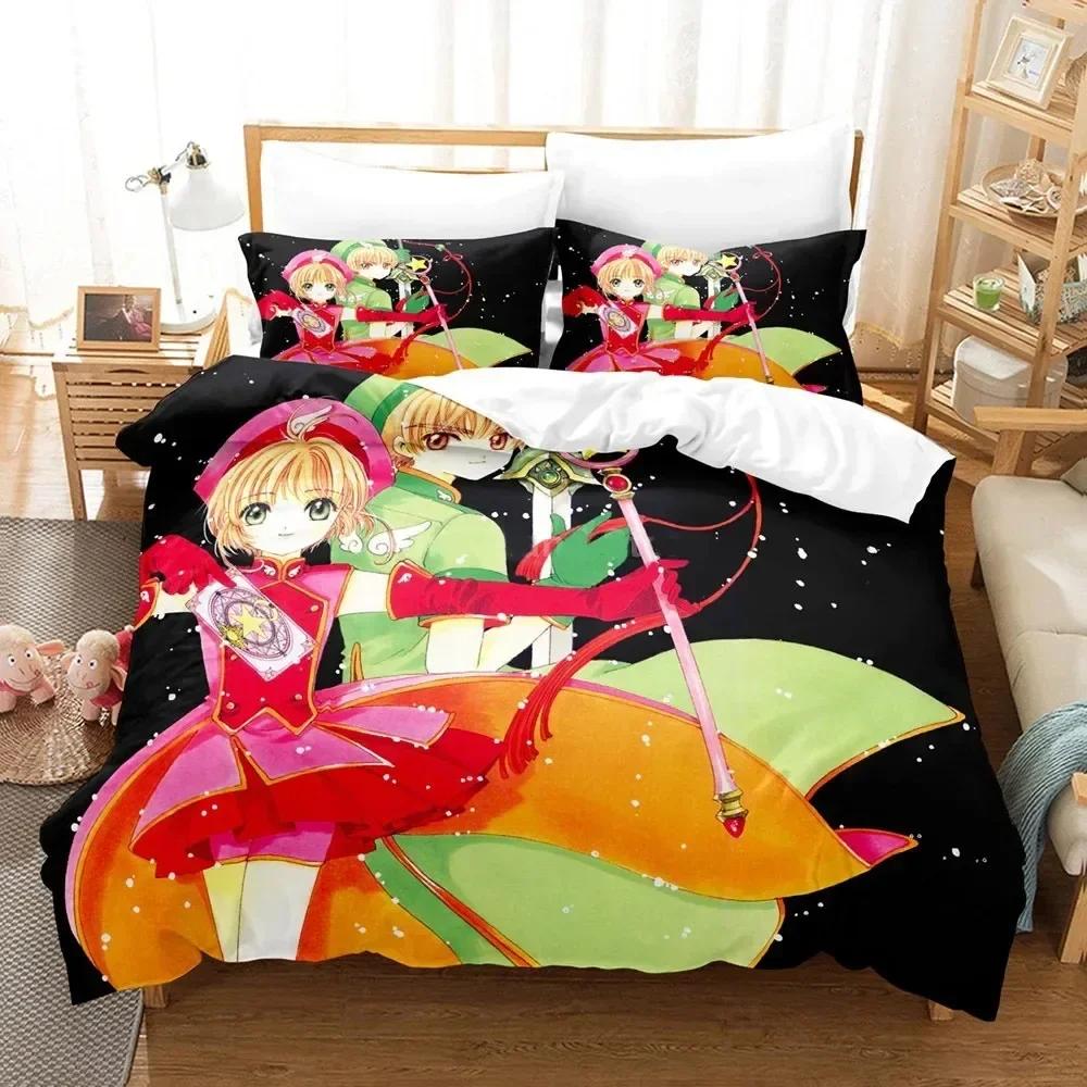 3D Cardcaptor Sakura Bettwäsche-Set Bedrucktes Bettwäsche-Set Mit Kissenbezug Bettbezug Weich Einzel Doppel Queen King Size Heimtextilien