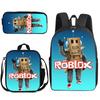 Zaino Anime 3D Tre Pezzi Roblox Zaino Studente Borsa Pranzo Astuccio Zaino Scolastico Stampato
