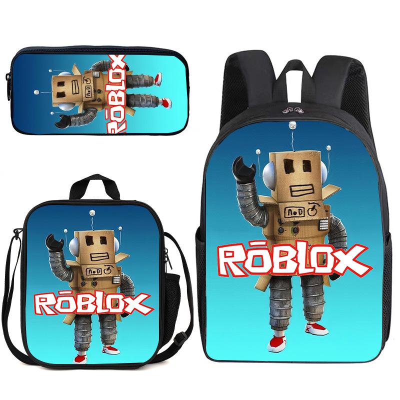 Zaino Anime 3D Tre Pezzi Roblox Zaino Studente Borsa Pranzo Astuccio Zaino Scolastico Stampato