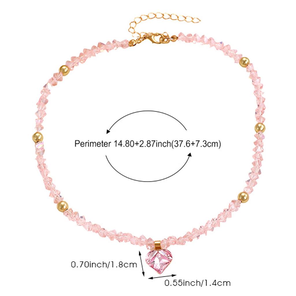 Sweet Cool Spicy Girl Style Hip Hop Imitation Zircon Crystal Heart Shaped Choker Necklace Pendant