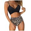 Two Piece Bikini Swimsuit for Women High Waist Bottom with Adjustable Straps and V Neck Top Tie Dye Print Swimwear Set