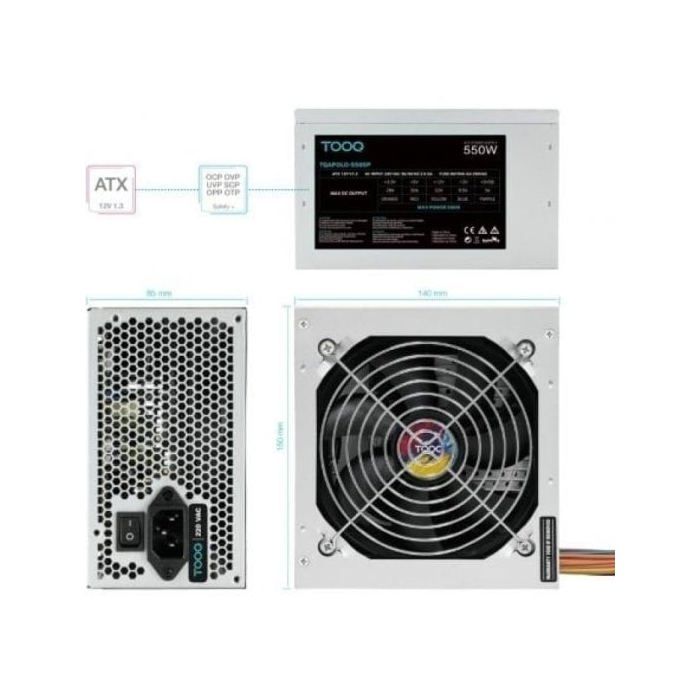 Fuente de Alimentación TooQ 550W Certificación 80 PLUS Bronze TQAPOLO-550SP Compacta y Silenciosa