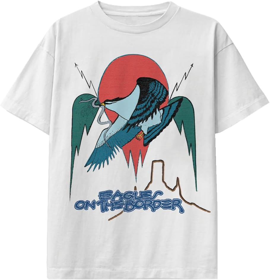 Eagles Unisex Adult Official Merch on the Border T-Shirt, White Unisex T-Shirt XL