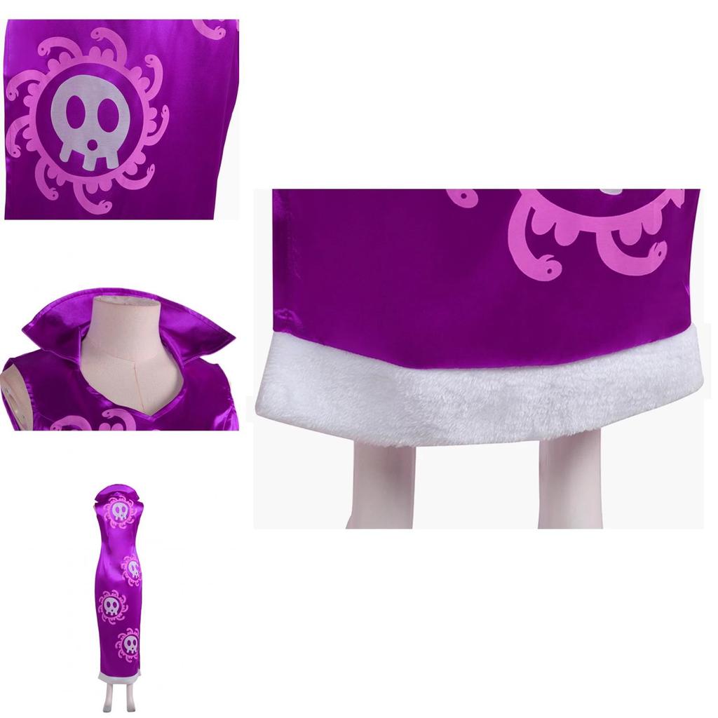 One Piece Boa Hancock Cosplay Dress Suit In Satin Fabric For Halloween Party
