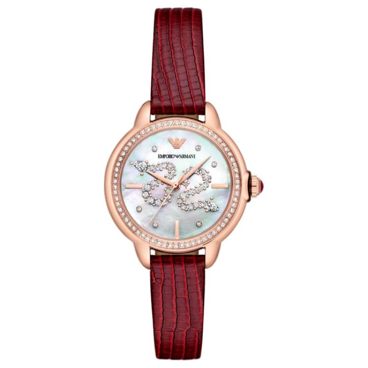 EMPORIO ARMANI Three Hand Red Leather Watch AR11646_NLP_NLC
