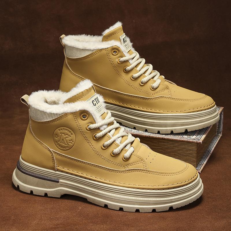 Fashion New Snow Boots Men Cotton Shoes Winter Waterproof Warm Plush Outdoor Casual Snow Shoes Non-slip Ankle Boots Men