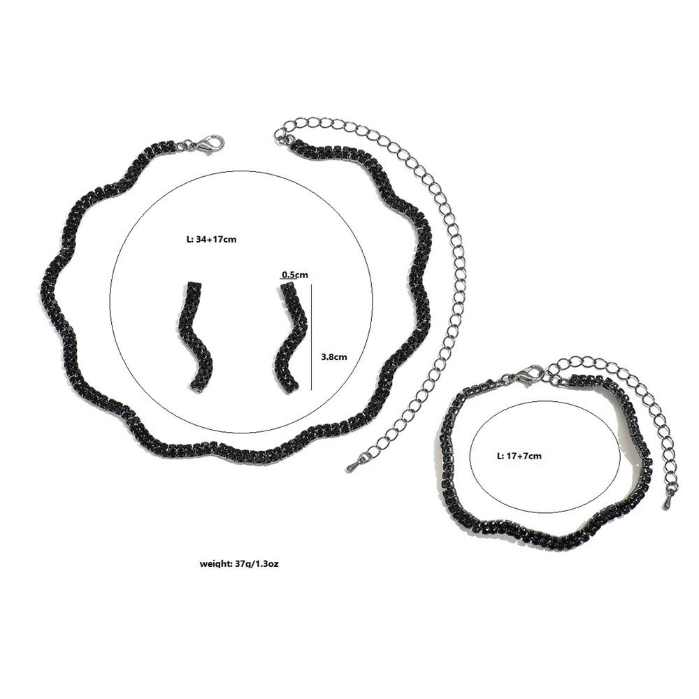 Luxury Female Women Black Earrings Necklace Wedding  Set