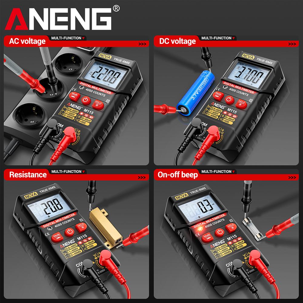 ANENG M115 Mini Digital Multifunctional Detector Electrician Tester Tool Multimeter Diode Professional DC/AC Voltage NCV Sensing