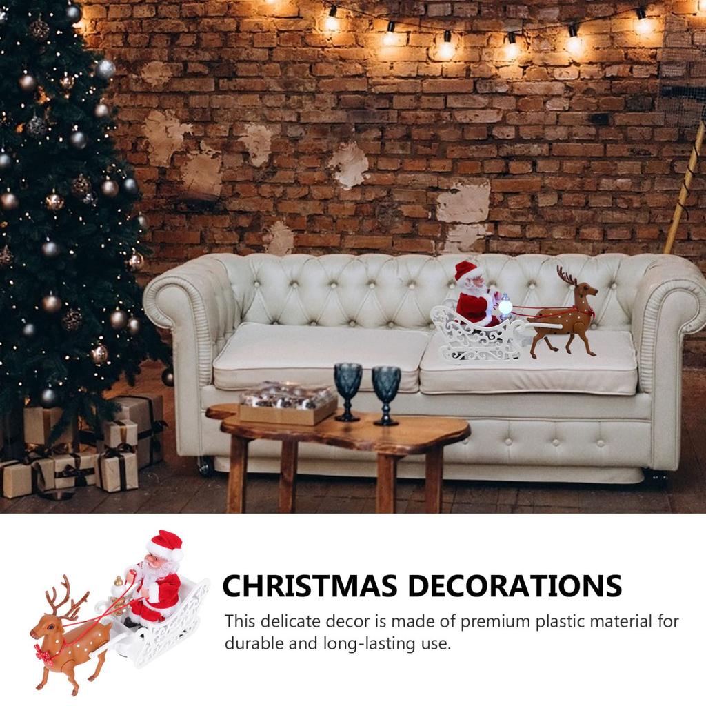 NUOLUX Reindeer Sleigh Christmas Santa Claus Santa Reindeer Christmas Home Decor Santa Electric Santa Doll Gift Sleigh
