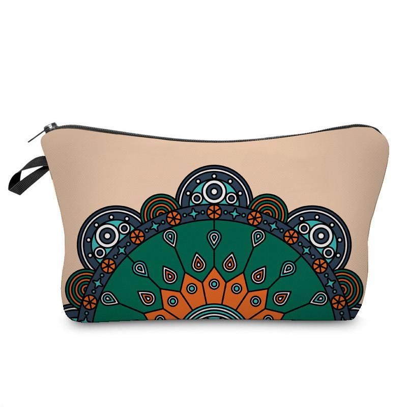 Trendige Vintage Mandala Blume Kosmetiktasche Handtasche Für Reisen Polyesterfutter Verschiedene Farboptionen