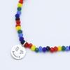 BONBEAU Rainbow Crystal Beads Bracelet Rainbow Silver Smile Bead Bracelet