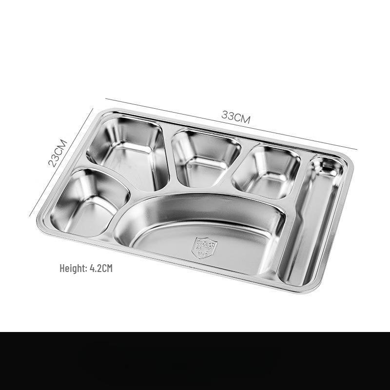 ZISIZ Stainless Steel Deep 6-Compartment Bento Box with Lid & Spoon