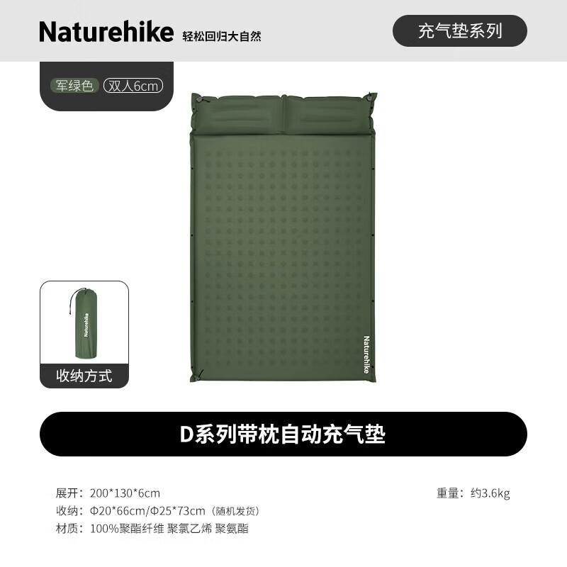 Naturehike D-Series Self-Inflating Camping Pad with Pillow
