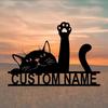 Vintage Black Cat Metal Wall Art Custom Name Sign Home Decor
