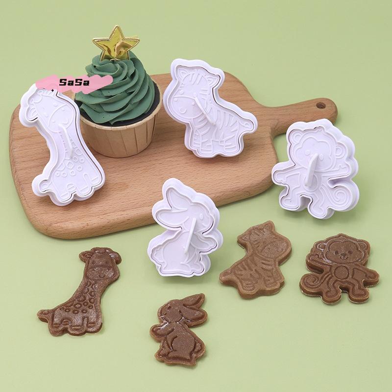 4Pcs/Set Animal Shaped Plastic Biscuit Cookie Cutter Mold DIY Kitchen Cake Decorating Tools Fondant Embosser Stamp Die Set