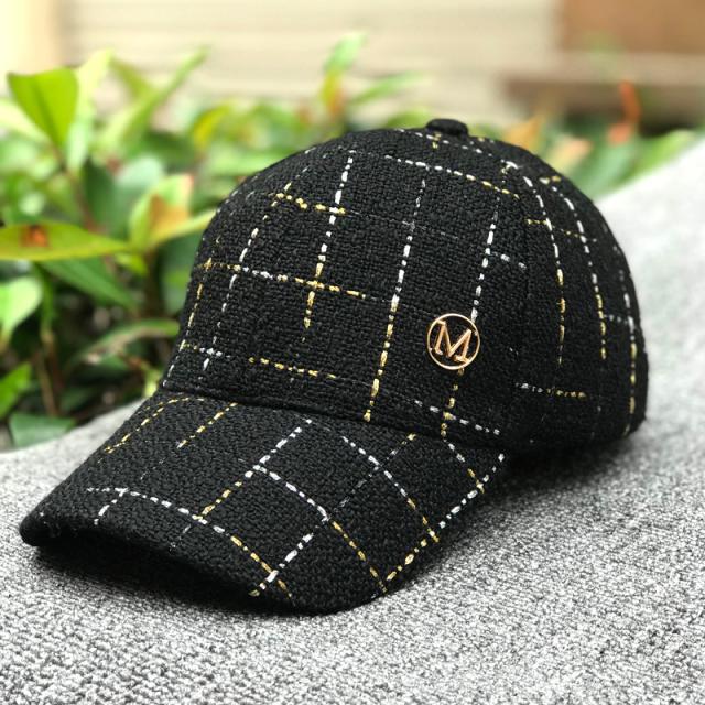 Xiaoxiang Ins Internet Celebrity Hat Women S Season Cap Big Plaid Baseball Cap Travel Versatile Sun Hat adjustable