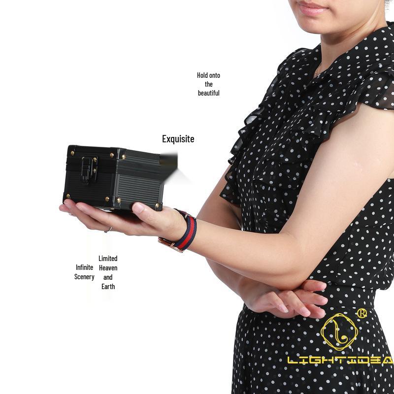 Pure Black & Sky Blue Aluminum Watch Storage Box with Transparent Lid