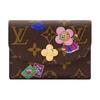 Rosalie Korea Limited Edition Gold Brand Mascot Accessory Coated Canvas Coin Purse Women Wallet Brown Pink M26626